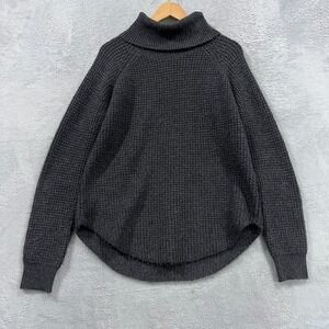 Kuhl Sienna Sweater Womens Medium Gray Cowl Neck Curved Hem Roomy Fit Knit Cozy